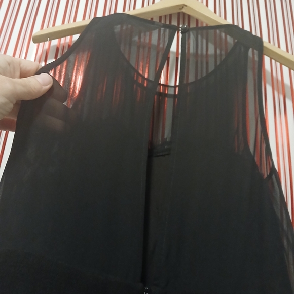Pre-owned bcbgeneration black sheer and lace cocktail dress size 10 - Picture 5 of 12